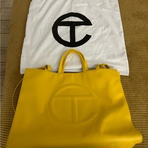 Large yellow telfar shopping bag